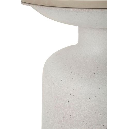Table D'appoint Ronde D.40x47 Cm En Métal Et Céramique Effet Marbre Blanc