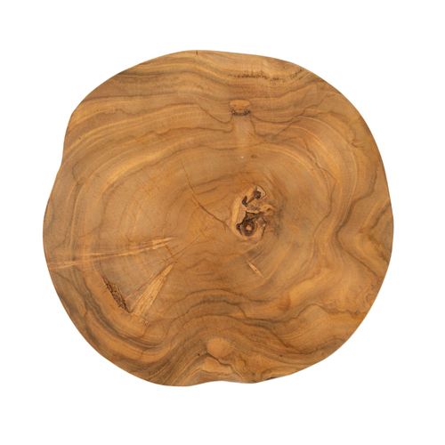 Plateau Vide-poches Rond En Teck Recyclé D.25 Cm Finition Artisanale