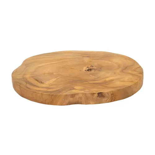 Plateau Vide-poches Rond En Teck Recyclé D.25 Cm Finition Artisanale