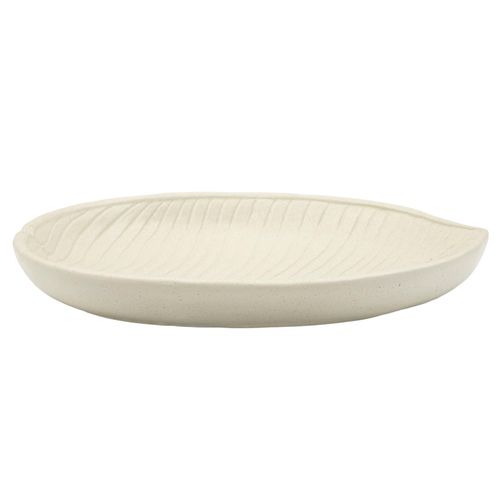 Plateau Ovale Raffiné 33x29x4 Cm En Polyresine Crème Avec Motifs Naturels