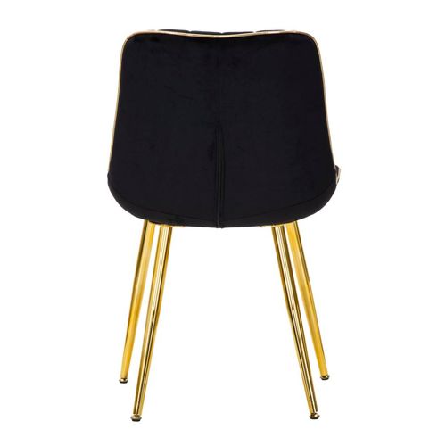 Lot De 2 Chaises Noires Rembourrées Avec Finitions Dorées, Pieds Métalliques
