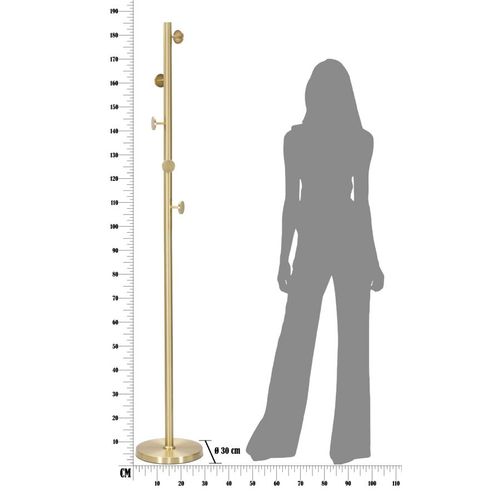 Porte-manteau Métal Doré 5 Crochets 30x30x190 Cm Pour Entrée Élégante