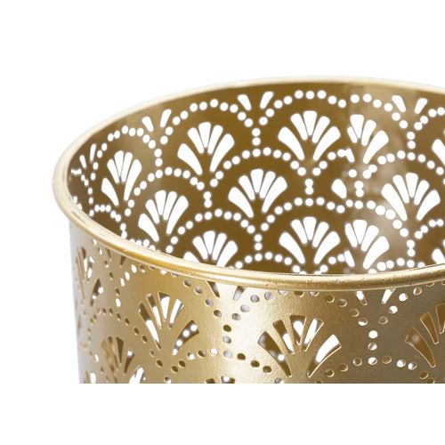 Paire De Porte-vases En Métal Doré Avec Socle Amovible, Ø 21x52-19x42 Cm