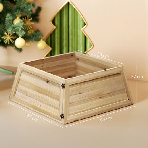 Jupe De Sapin 65x65 Cm En Bois De Pin Naturel, Style Rustique Pour Noël