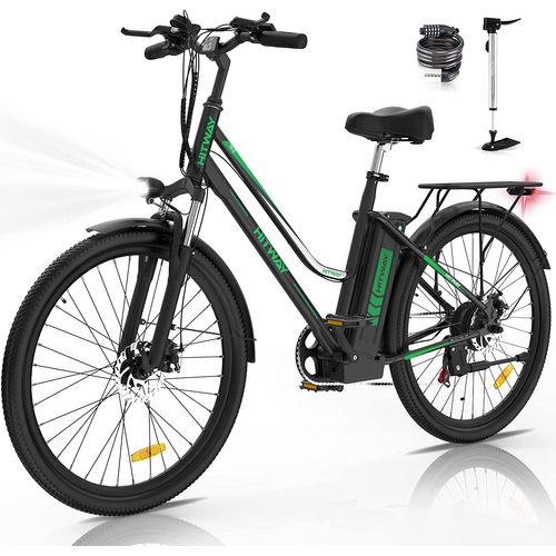 Vélo Électrique Hitway 26” Vae - 7 Vitesses - Batterie Amovible 36v 12ah - Noir