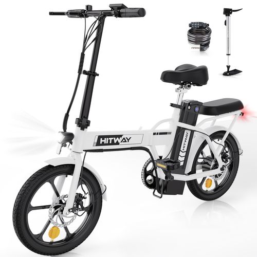Vélo Électrique Pliable 16" Hitway - Batterie 36v 8,4ah - Pédalage Assisté - Pompe à Vélo Gratuite