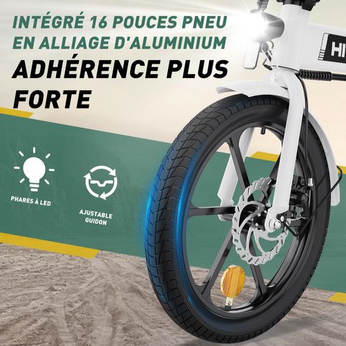 Vélo Électrique Pliable 16" Hitway - Batterie 36v 8,4ah - Pédalage Assisté - Pompe à Vélo Gratuite