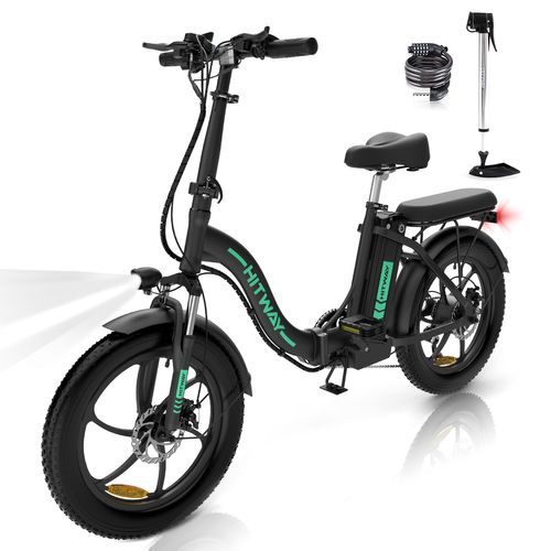 Vélo Électrique Hitway 20" Vtt Vae - Batterie 36v - 11,2ah - Moteur 250w - 7 Vitesses - Noir
