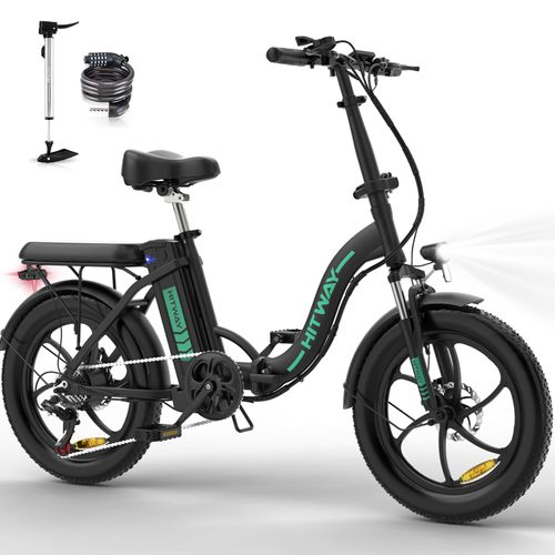Vélo Électrique Hitway 20" Vtt Vae - Batterie 36v - 11,2ah - Moteur 250w - 7 Vitesses - Noir