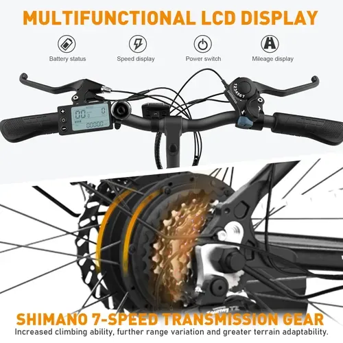 Hitway Vélo électrique Vae 27.5" Noir, Batterie Amovible 36v13ah, 7-vitesses, Vtt Ville E-bike