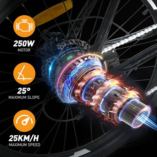 Hitway Vélo électrique Vae 27.5" Noir, Batterie Amovible 36v13ah, 7-vitesses, Vtt Ville E-bike