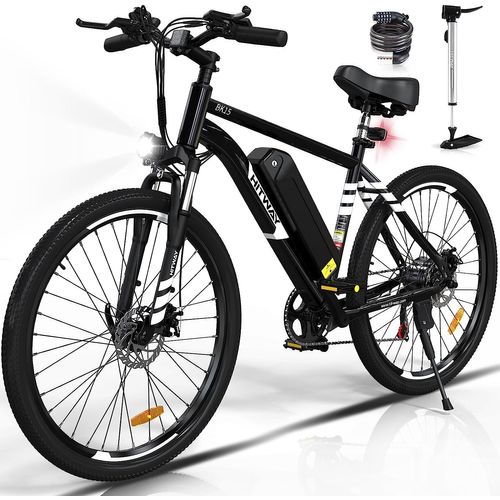 Hitway Vélo électrique Vae 27.5" Noir, Batterie Amovible 36v13ah, 7-vitesses, Vtt Ville E-bike