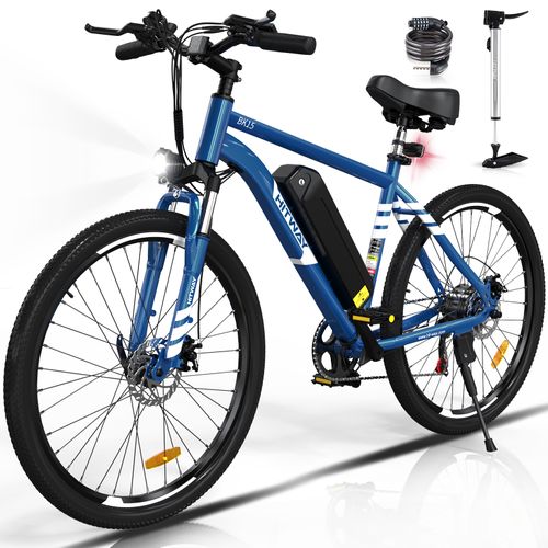 Hitway Vélo électrique Vae 27.5" Bleu, Batterie Amovible 36v13ah, 7-vitesses, Vtt Ville E-bike