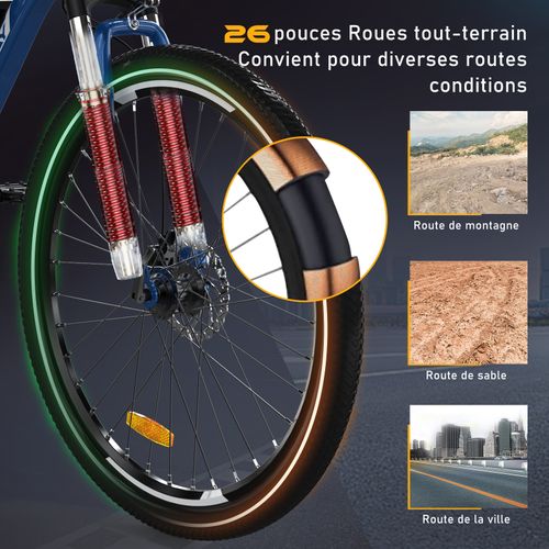 Hitway Vélo électrique Vae 27.5" Bleu, Batterie Amovible 36v13ah, 7-vitesses, Vtt Ville E-bike