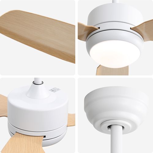 Ventilateur Plafond 46" Lumière, 3 Pales Abs, Moteur Dc 6 Vitesses, Télécommande, Chambre.