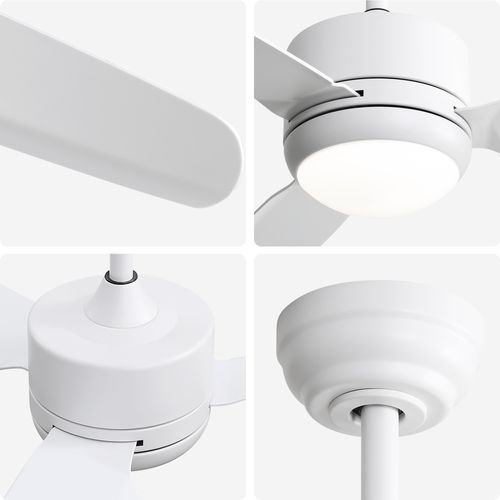 Ventilateur Plafond 46" Moderne, Lumière, 3 Pales Abs, Moteur Dc 6 Vitesses, Silencieux.