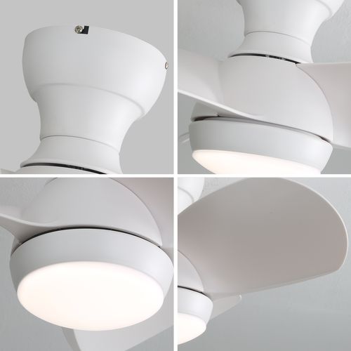 Mini Ventilateur Plafond LED 23", 3 Pales Abs, Lumière Dimmable 18w, Télécommande, Moteur Dc