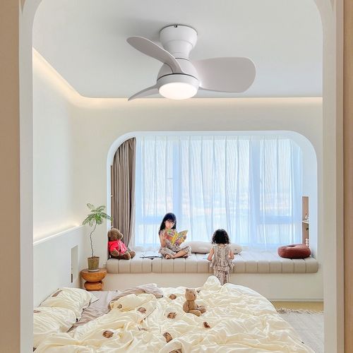 Mini Ventilateur Plafond LED 23", 3 Pales Abs, Lumière Dimmable 18w, Télécommande, Moteur Dc
