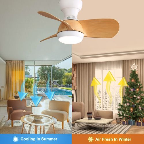 Ventilateur Plafond LED 23", 3 Pales Abs, Lumière Dimmable, Télécommande, Moteur Dc Silencieux