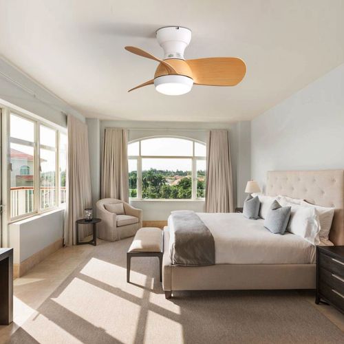 Ventilateur Plafond LED 23", 3 Pales Abs, Lumière Dimmable, Télécommande, Moteur Dc Silencieux