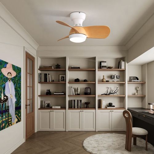 Ventilateur Plafond LED 23", 3 Pales Abs, Lumière Dimmable, Télécommande, Moteur Dc Silencieux
