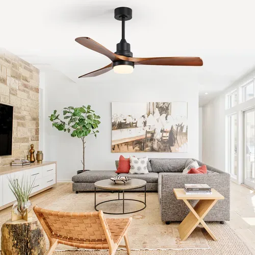 Ventilateur Plafond 52", Lumière LED, 6 Vitesses, Moteur Dc Réversible, Télécommande Basse Conso