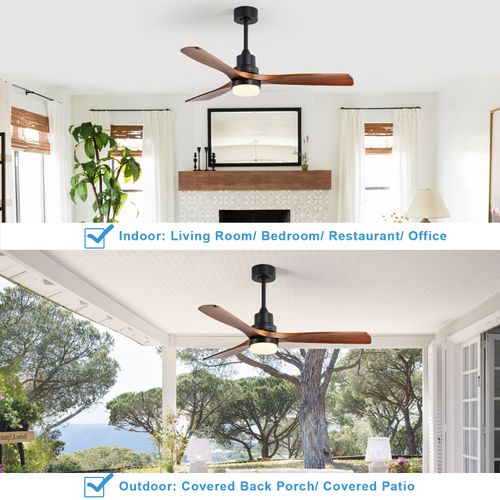 Ventilateur Plafond 52", Lumière LED, 6 Vitesses, Moteur Dc Réversible, Télécommande Basse Conso