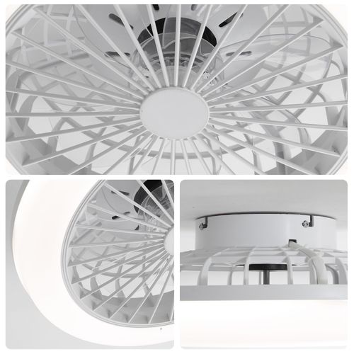 Ventilateur Plafond 18" Encastré Silencieux, Sans Pales, Lumière LED, Télécommande Chambre Cuisine.