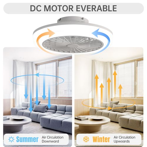 Ventilateur Plafond 18" Encastré Silencieux, Sans Pales, Lumière LED, Télécommande Chambre Cuisine.