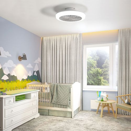 Ventilateur Plafond 18" Encastré Silencieux, Sans Pales, Lumière LED, Télécommande Chambre Cuisine.