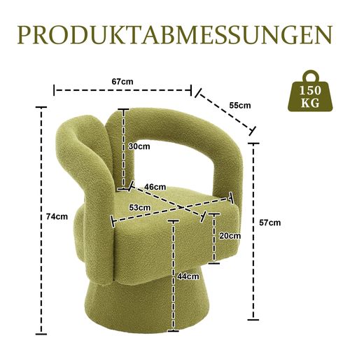 Fauteuil Accent Rotatif 360° En Tissu Moelleux,large Rembourrage,pour Salon,chambre,bureau,olive