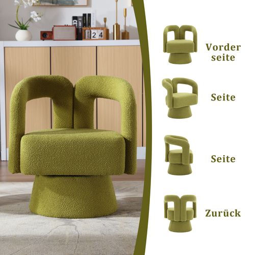 Fauteuil Accent Rotatif 360° En Tissu Moelleux,large Rembourrage,pour Salon,chambre,bureau,olive