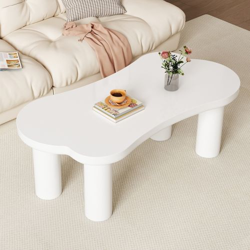 MAYMA Table Basse Blanche Moderne - Table de Salon d'Appoint Scandinave en Bois pour Canapé