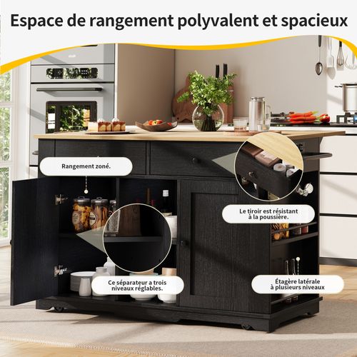 COSTWAY Chariot De Cuisine Avec Tiroir, îlot De Cuisine Avec Porte-serviettes Et Plan De Travail