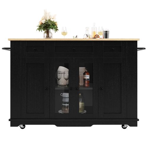 Îlot De Cuisine Moderne 102x45x92cm - Armoire Buffet En Bois - Chariot À Manger - Table