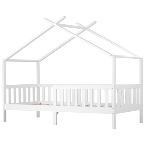 Lit D'enfant Avec Protection Contre Les Chutes, Pin Massif 90x190 Cm Blanc Chene 90674202