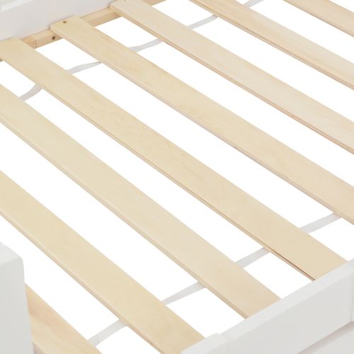 Lit Cabane Pour Enfant Avec Cheminée, Sommier à Lattes Solide, 90x200 Cm, Blanc