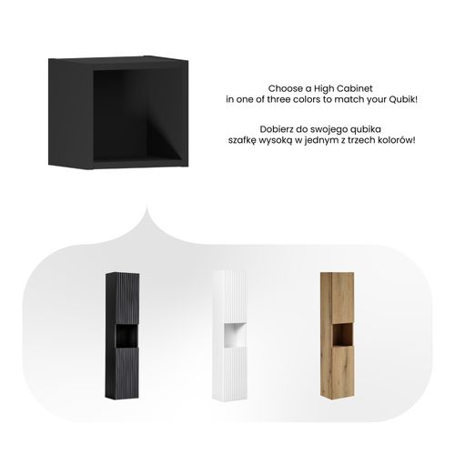 Meuble Mural Qubik 22 cm Noir Mat – 1 Porte