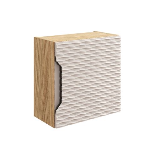 Meuble Mural Qubik 35x35 cm Beige Et Chêne Huilé