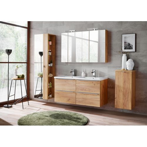 Colonne, Meuble Haut 1 Porte Golden Craft Oak Avec Miroir – Élégance Et Rangement