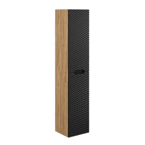 Colonne, Meuble Haut 2 Portes Noir Mat Et Chêne Huilé – Rangement Pratique Et Élégant