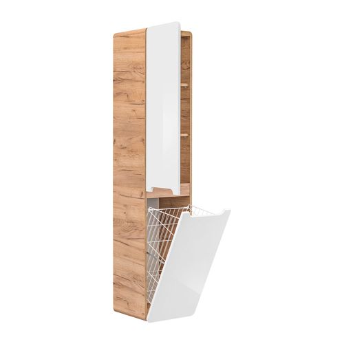 Colonne, Meuble Haut 2 Portes Craft Oak Et Blanc Brillant – Rangement Spacieux Et Élégant