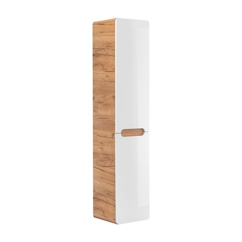 Colonne, Meuble Haut 2 Portes Craft Oak Et Blanc Brillant – Rangement Spacieux Et Élégant