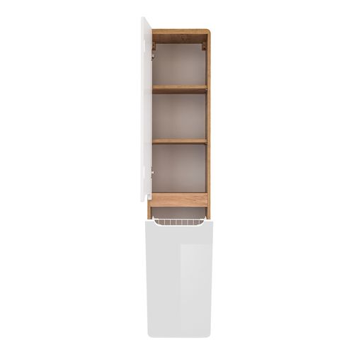 Colonne, Meuble Haut 2 Portes Craft Oak Et Blanc Brillant – Rangement Spacieux Et Élégant