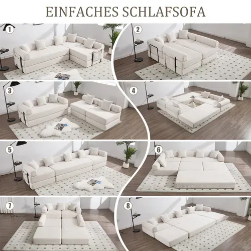 Canapé Familial Modulable Beige Avec Rangement Et Montage Facile