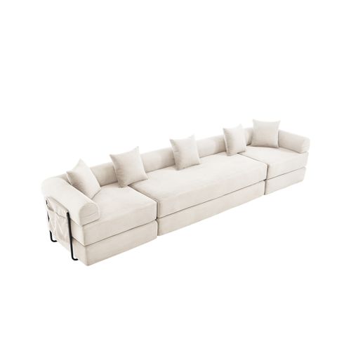 Canapé Familial Modulable Beige Avec Rangement Et Montage Facile