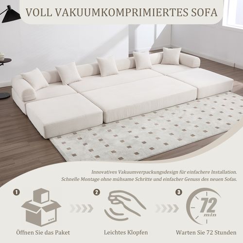 Canapé Familial Modulable Beige Avec Rangement Et Montage Facile