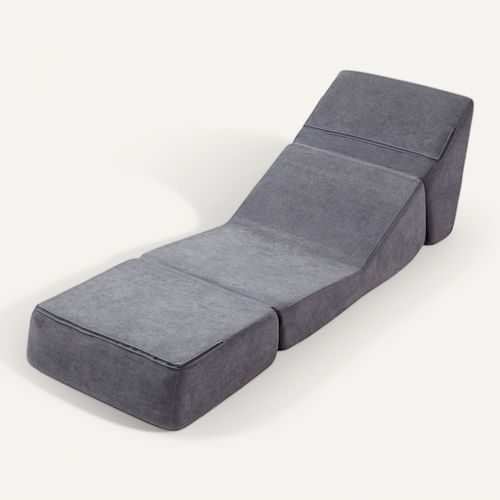 Canapé-lit Pliable Compact Pour Adultes, Mini Lounge Gris, Matelas Triple