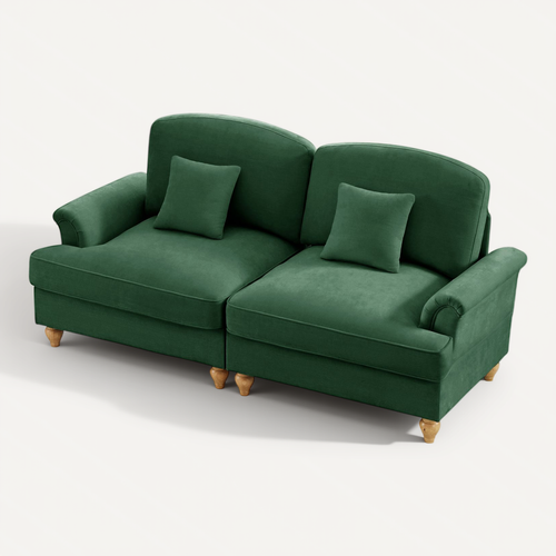Canapé 2 Places Vert Style Médiéval-moderne Avec Volant Amovible Et Accoudoirs évasés