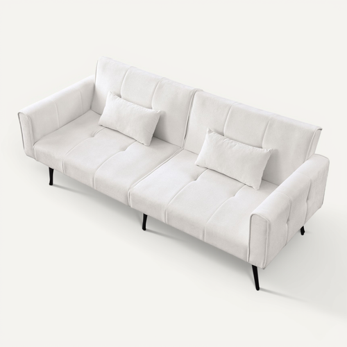 Canapé-lit Futon 2 Places 175 Cm En Velours Côtelé, Convertible Beige